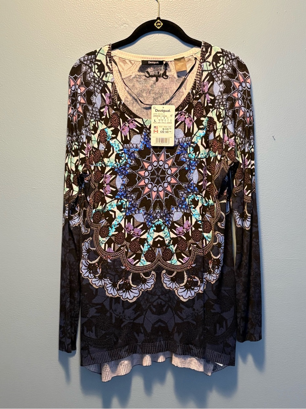 Desigual Long-Sleeve Top with Multicolor Print
